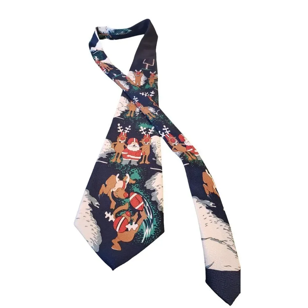 Kissa Christmas Tie Holiday Santa Claus Football Reindeer Funny Sports Funny Men